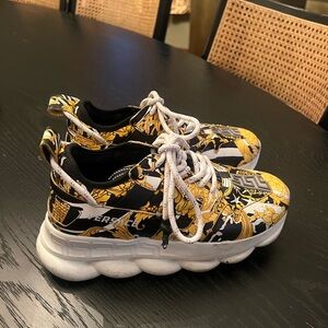 Versace Black and Gold Tribute Baroque Sneakers